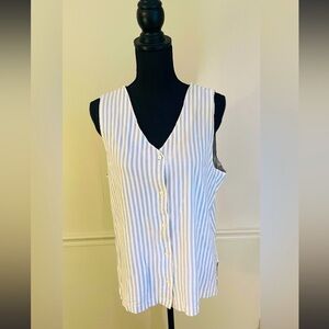 ASHLEY Stewart Pinstripe V Neck Vest Size L